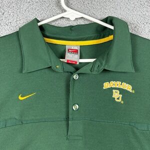 Vintage Baylor Bears Shirt Mens XXL Green Nike Fit Dry Y2K BU Polo Swoosh